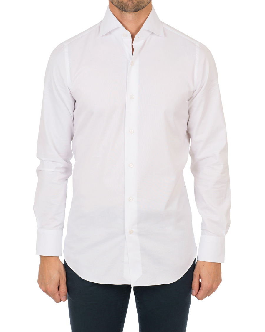 Herre | Skjorter | Finamore Napoli | Milano Slim Fit Poplin Shirt White