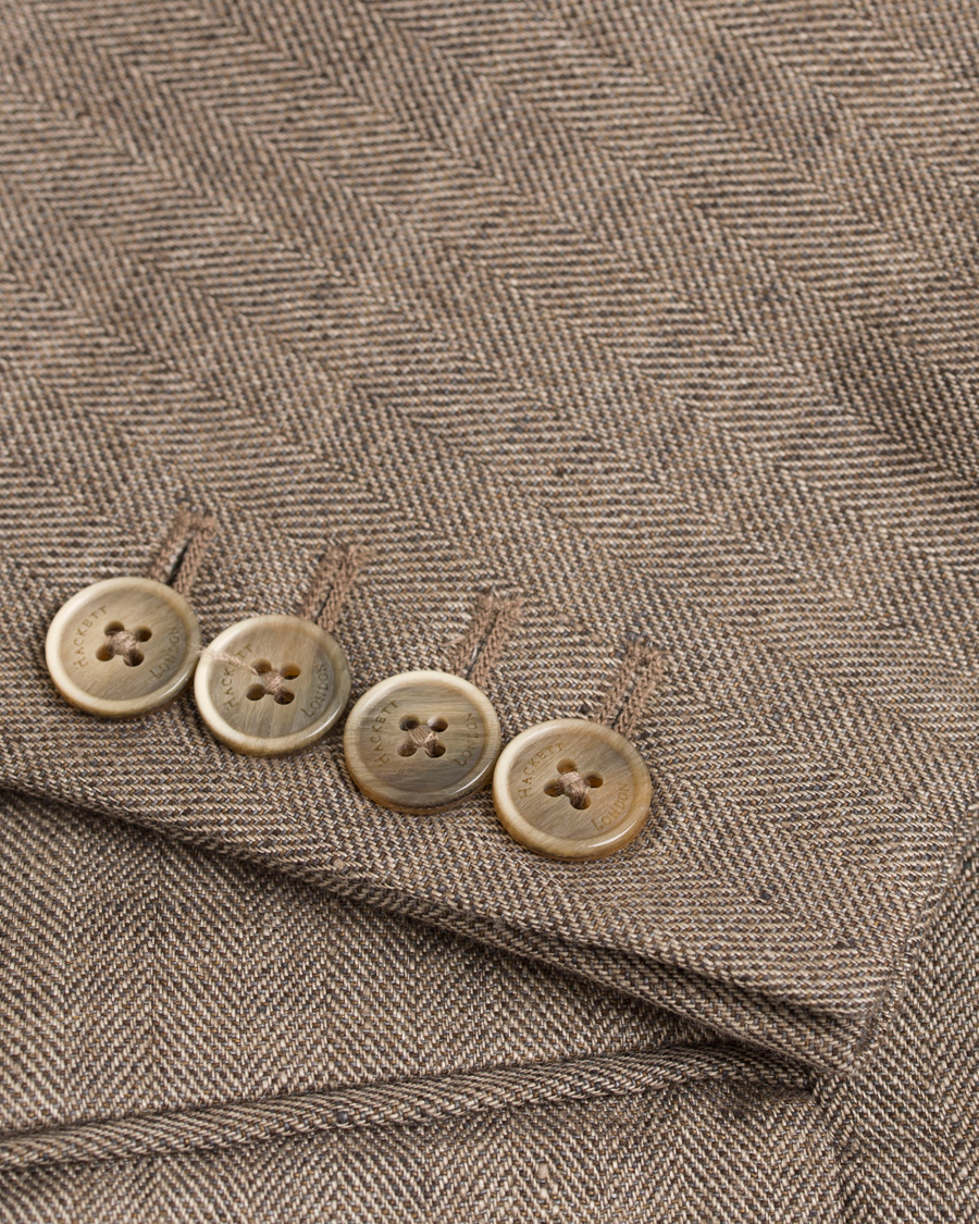 Herre | Dressjakker | Hackett | Linen Herringbone Blazer Beige
