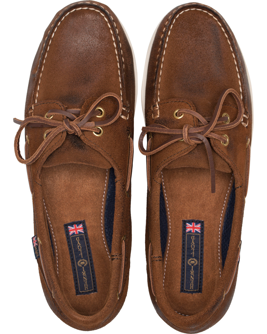 Herre | Henri Lloyd Harbour Waxed Suede Boat Shoe Mid Brown | Henri-Lloyd | Henri Lloyd Harbour Waxed Suede Boat Shoe Mid Brown