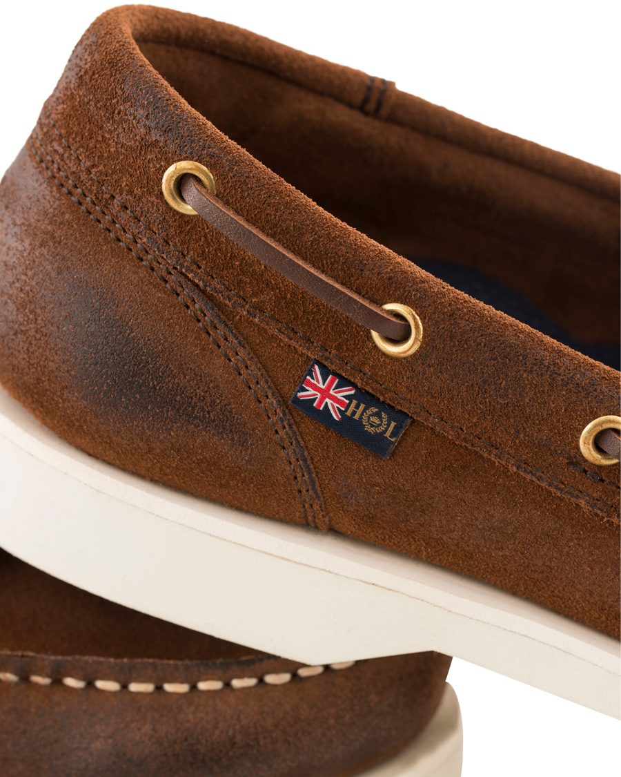 Herre | Henri Lloyd Harbour Waxed Suede Boat Shoe Mid Brown | Henri-Lloyd | Henri Lloyd Harbour Waxed Suede Boat Shoe Mid Brown