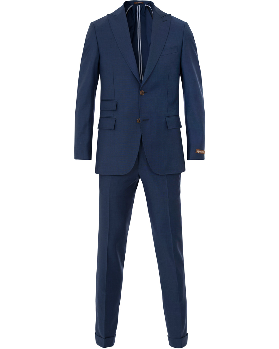 Herre | Dresser | Morris Heritage | Frank Wool Solid Vitale Barberis Peak Lapel Suit Navy