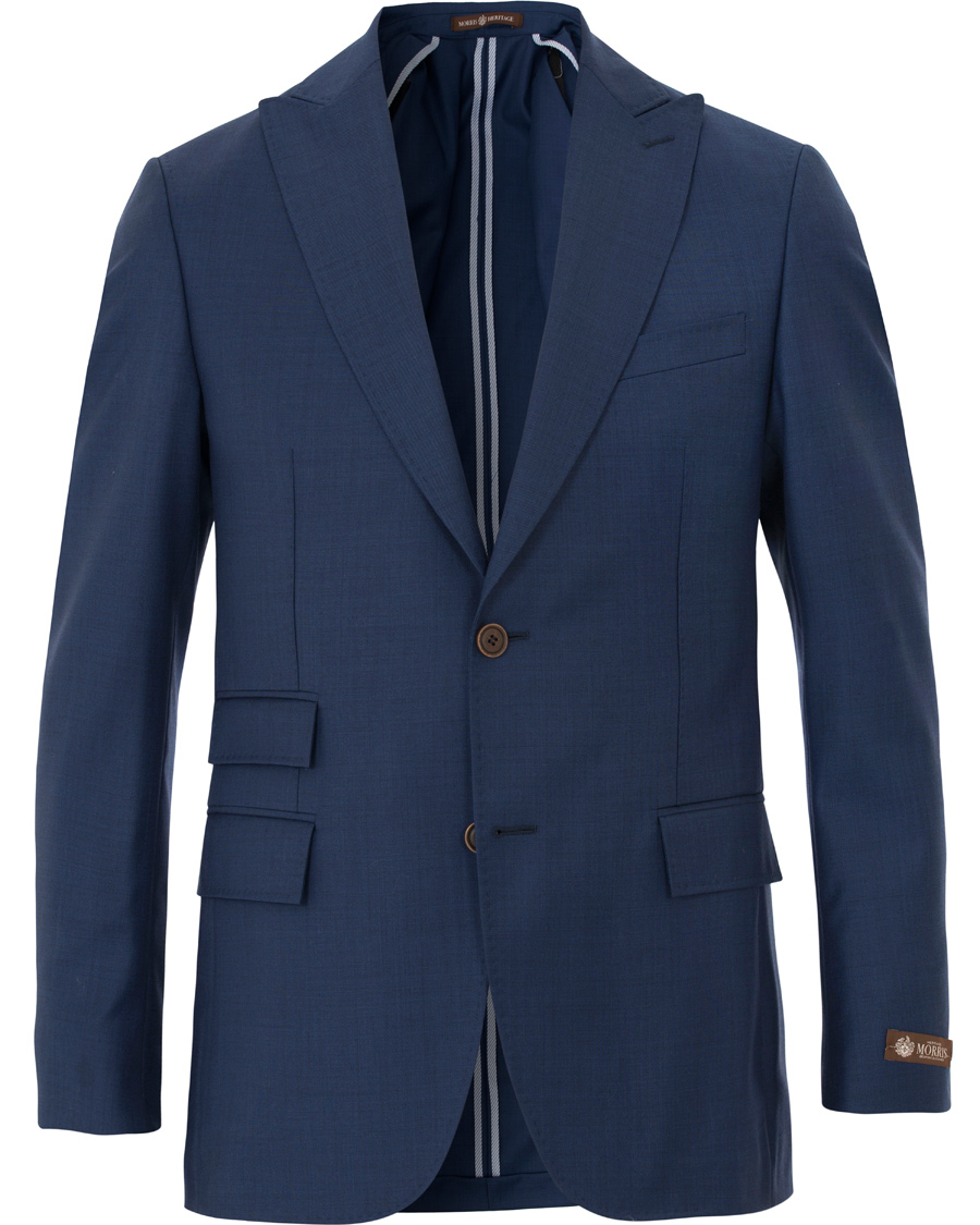 Herre | Dresser | Morris Heritage | Frank Wool Solid Vitale Barberis Peak Lapel Suit Navy