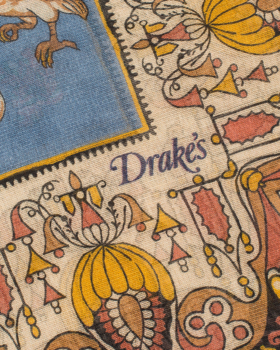 Herre | Drake's Cotton/Modal Animal Print Scarf Light Blue | Drake's | Cotton/Modal Animal Print Scarf Light Blue