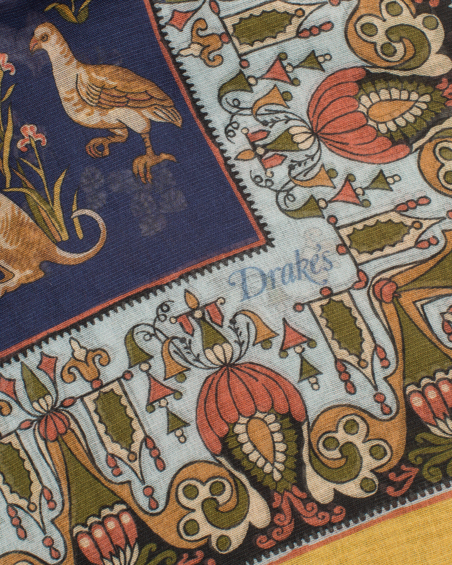 Herre | Drake's Cotton/Modal Animal Print Scarf Navy | Drake's | Cotton/Modal Animal Print Scarf Navy