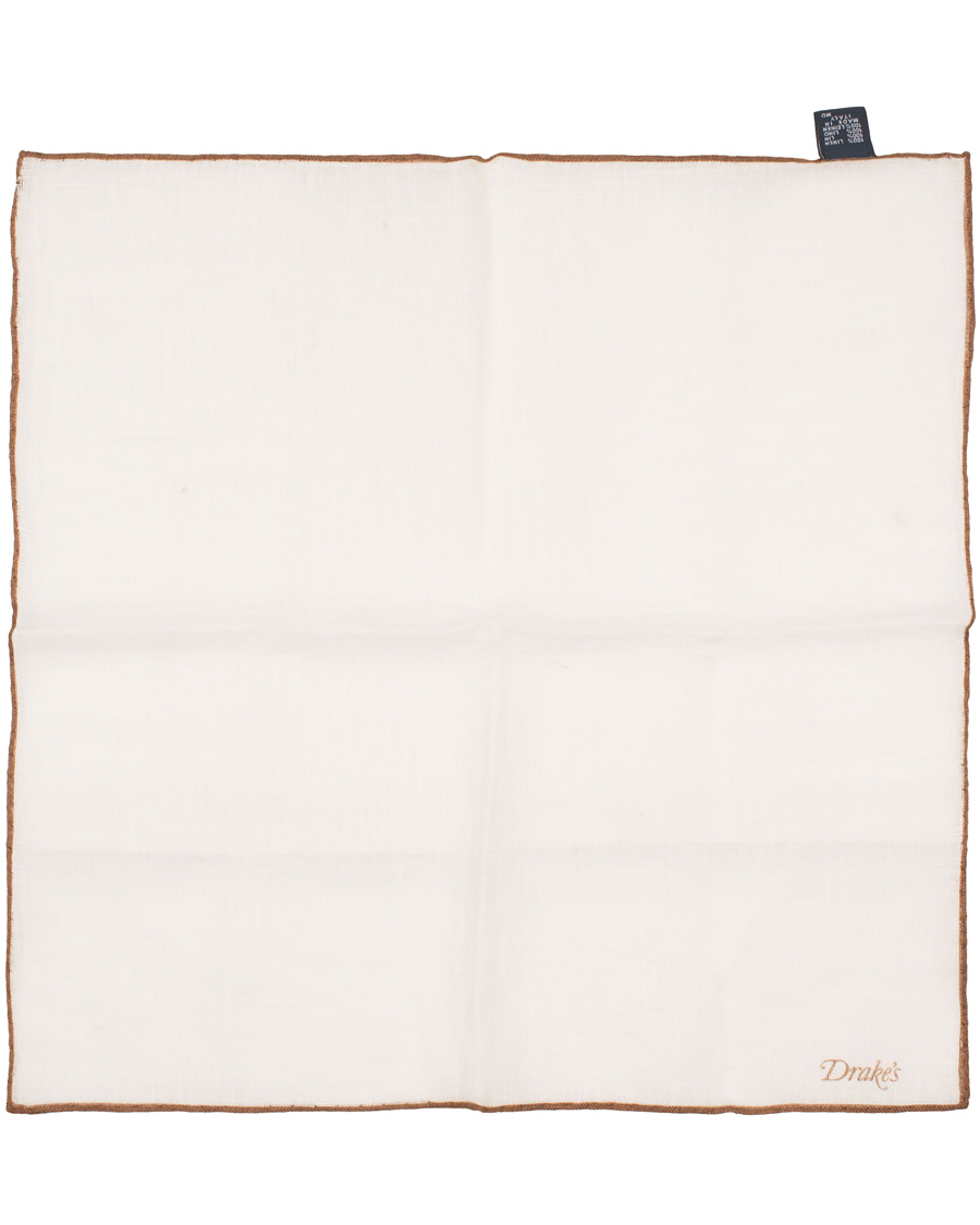 Herre | Drake's Linen Shoestring Pocket Square White | Drake's | Linen Shoestring Pocket Square White