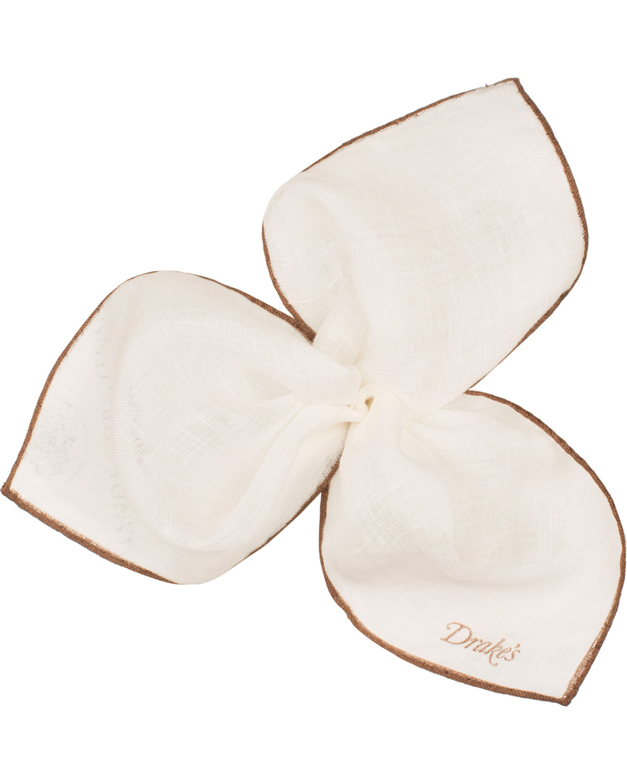 Herre | Drake's Linen Shoestring Pocket Square White | Drake's | Linen Shoestring Pocket Square White