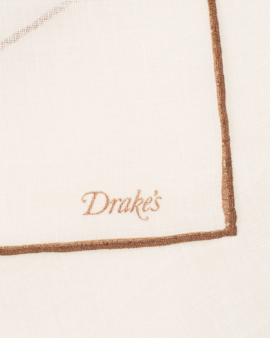 Herre | Drake's Linen Shoestring Pocket Square White | Drake's | Linen Shoestring Pocket Square White
