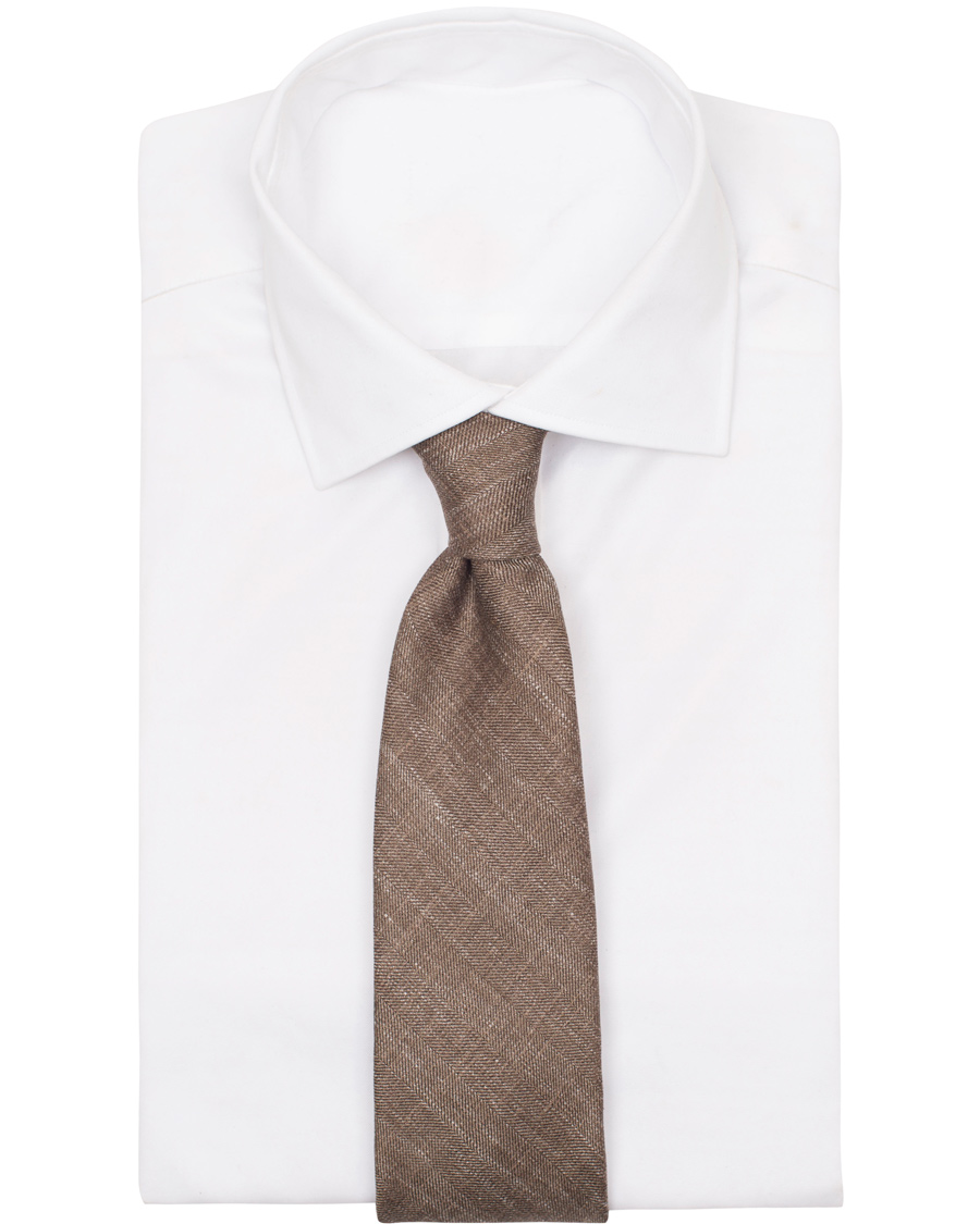 Herre | Drake's Herringbone 8 cm Tie Brown | Drake's | Herringbone 8 cm Tie Brown