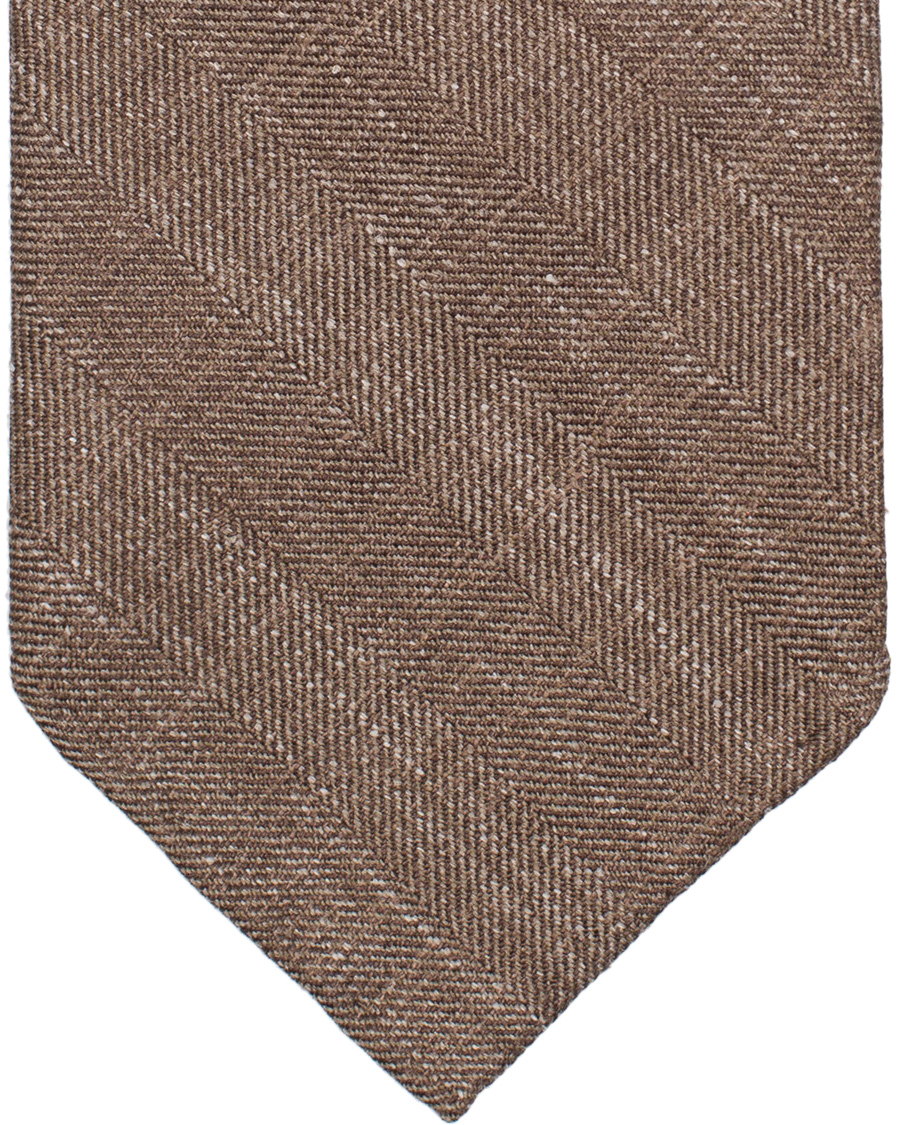Herre | Drake's Herringbone 8 cm Tie Brown | Drake's | Herringbone 8 cm Tie Brown