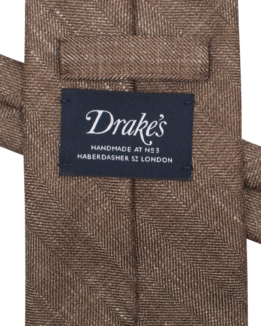 Herre | Drake's Herringbone 8 cm Tie Brown | Drake's | Herringbone 8 cm Tie Brown
