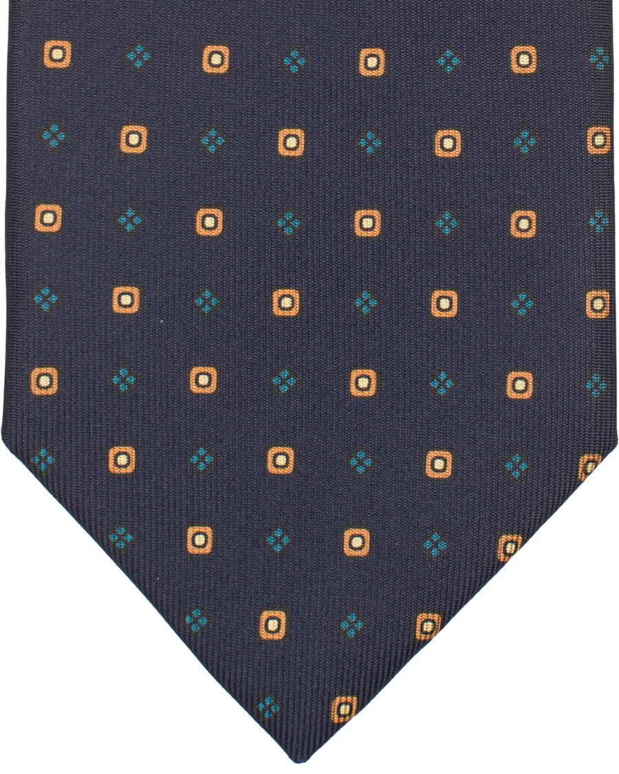 Herre | Drake's Silk Micro Print 8 cm Tie Navy | Drake's | Silk Micro Print 8 cm Tie Navy