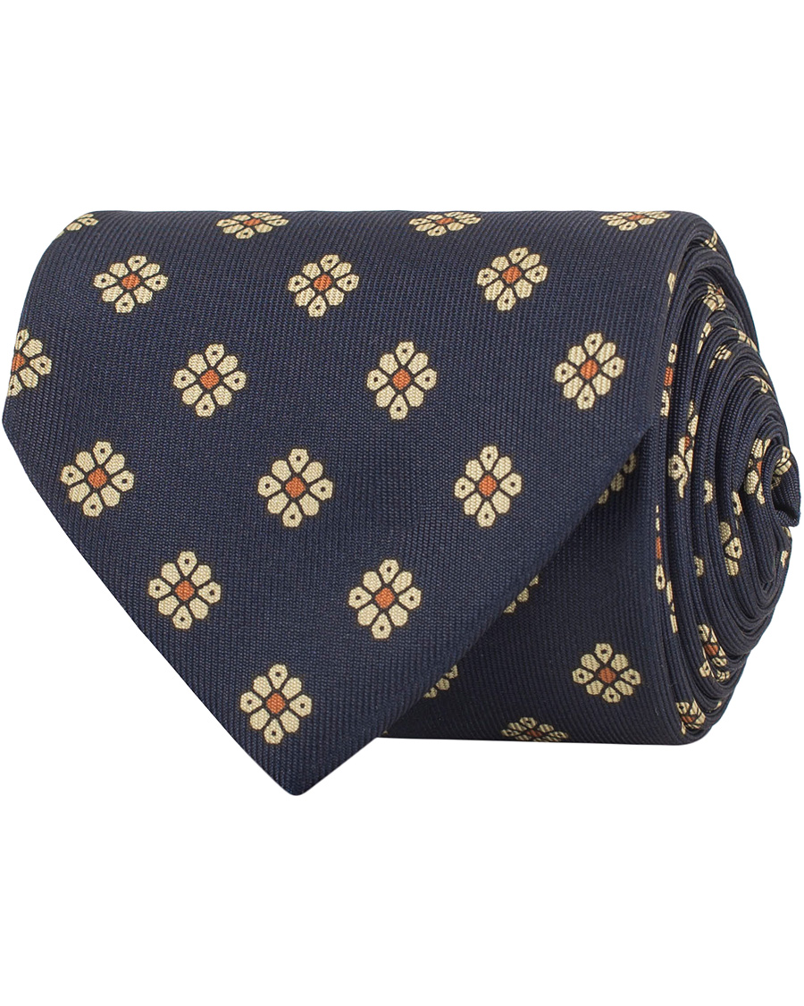Herre | Drake's Silk Medallion 8 cm Tie Navy | Drake's | Silk Medallion 8 cm Tie Navy