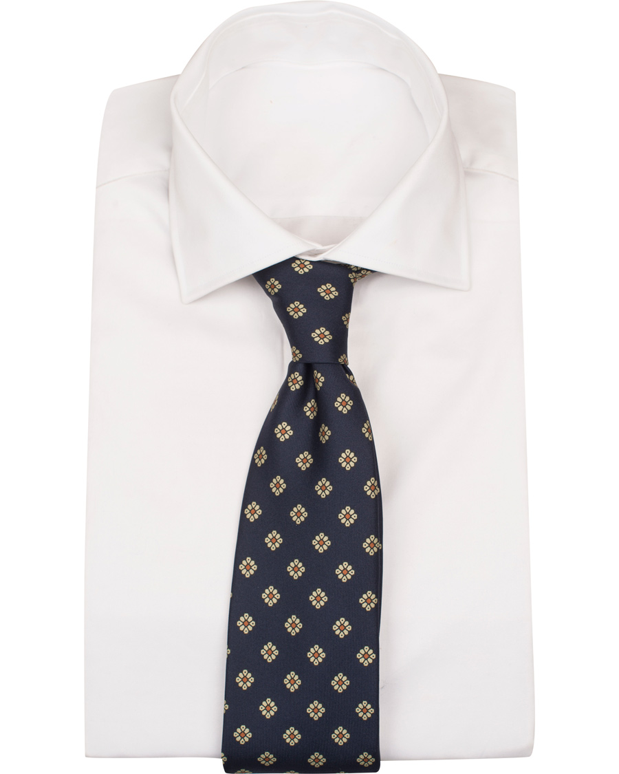 Herre | Drake's Silk Medallion 8 cm Tie Navy | Drake's | Silk Medallion 8 cm Tie Navy