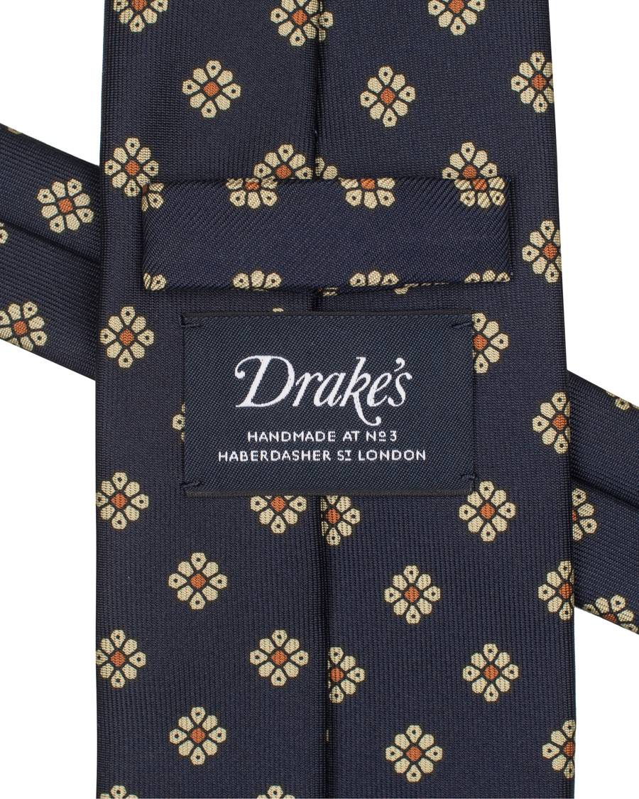 Herre | Drake's Silk Medallion 8 cm Tie Navy | Drake's | Silk Medallion 8 cm Tie Navy