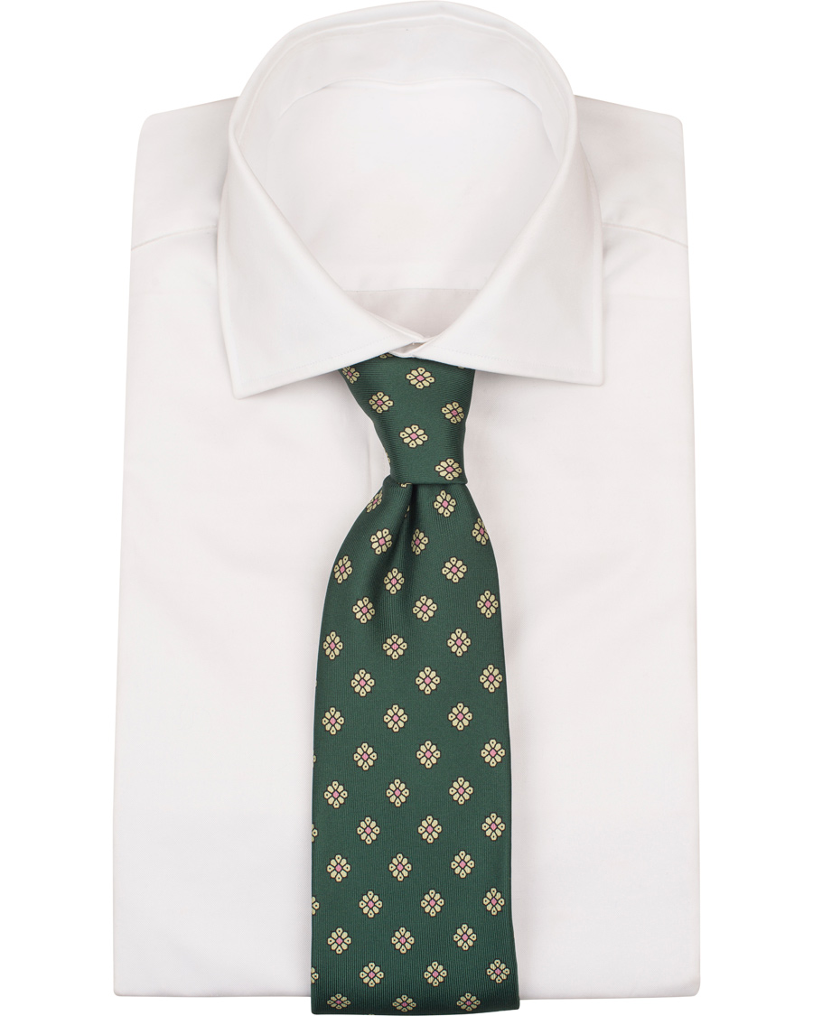 Herre | Drake's Silk Medallion 8 cm Tie Green | Drake's | Silk Medallion 8 cm Tie Green