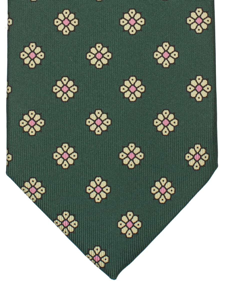 Herre | Drake's Silk Medallion 8 cm Tie Green | Drake's | Silk Medallion 8 cm Tie Green