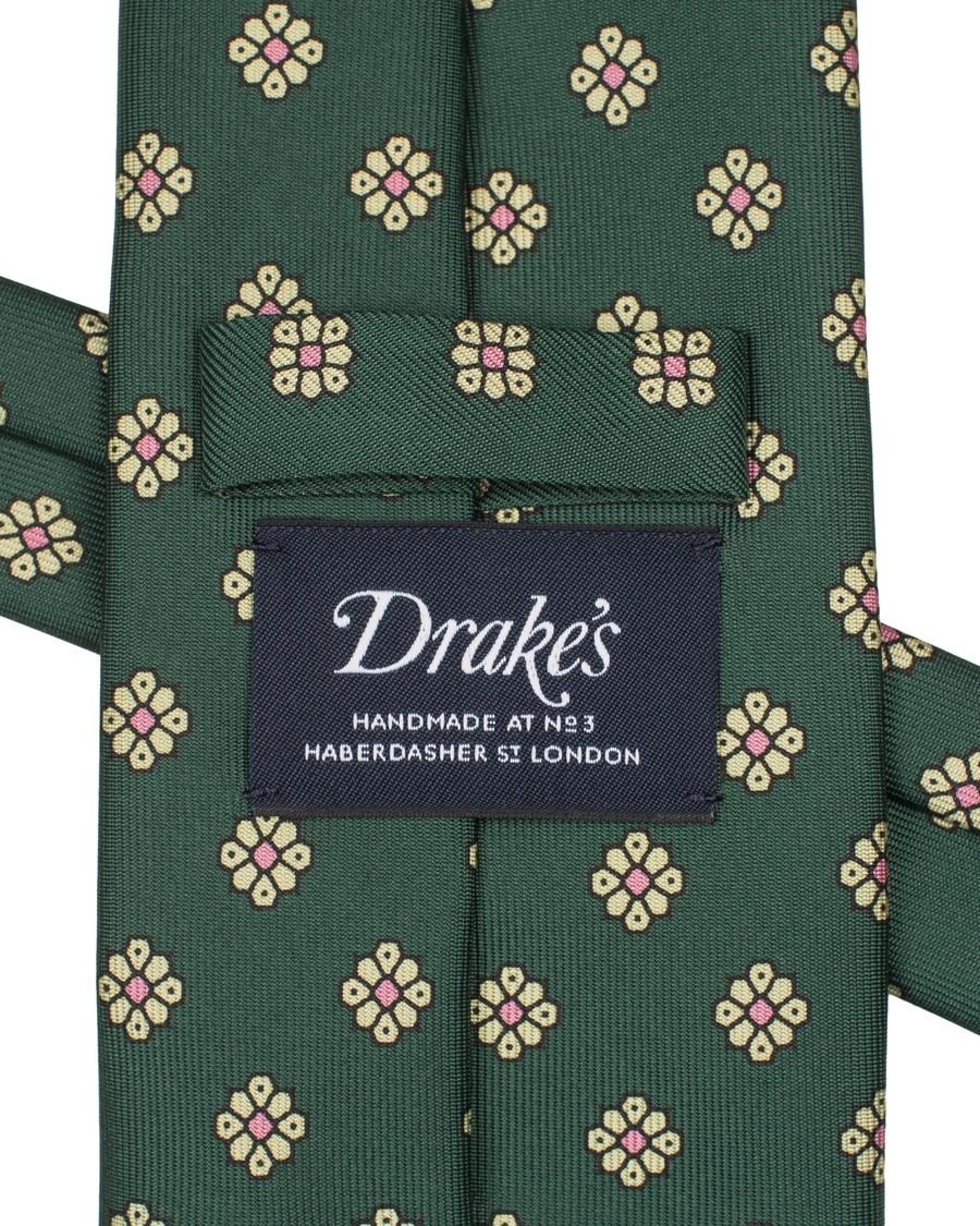 Herre | Drake's Silk Medallion 8 cm Tie Green | Drake's | Silk Medallion 8 cm Tie Green