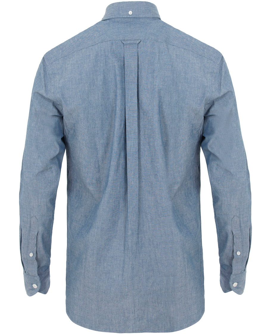 Herre | Skjorter | Drake's | Popover Chambray Shirt Blue