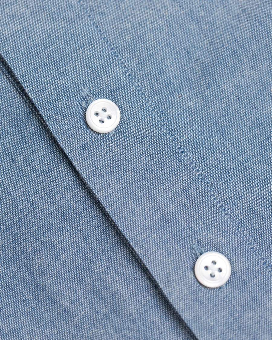 Herre | Skjorter | Drake's | Popover Chambray Shirt Blue
