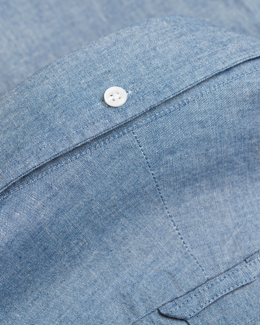 Herre | Skjorter | Drake's | Popover Chambray Shirt Blue
