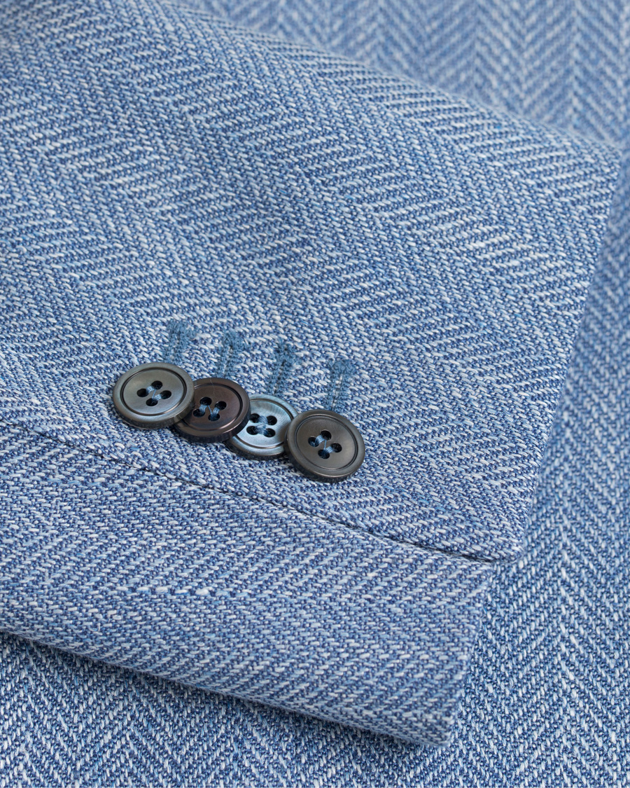 Herre | Dressjakker | Oscar Jacobson | Epic Linen/Wool Herringbone Blazer Light Blue