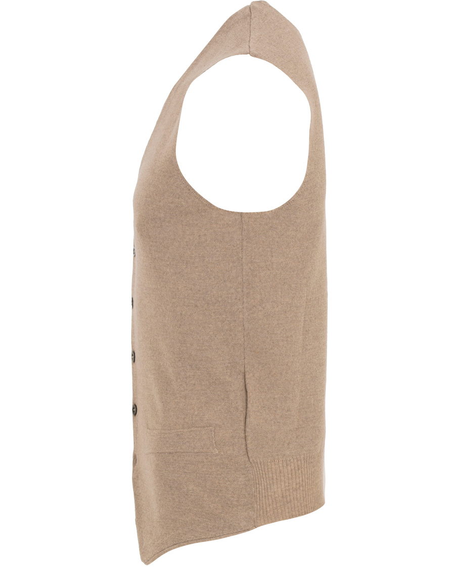 Herre | Gensere | Oscar Jacobson | Tailor Extrafine Merino Wool Waistcoat Beige