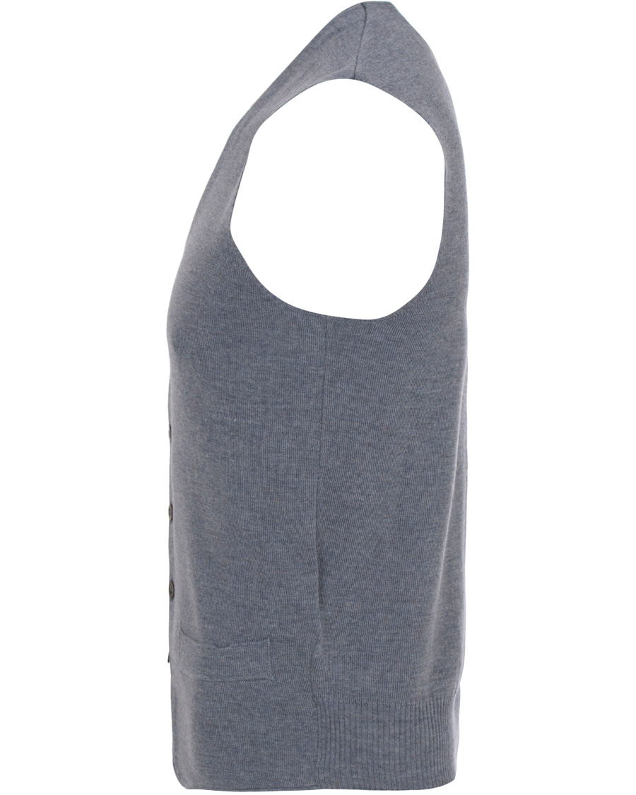 Herre | Gensere | Oscar Jacobson | Tailor Extrafine Merino Wool Waistcoat Blue Melange
