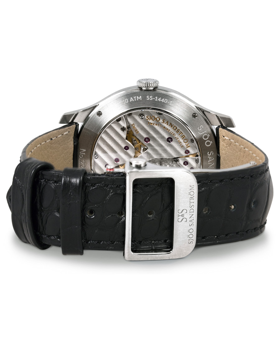 Herre | Sjöö Sandström Royal Capital Silver with Black Alligator 40 mm | Sjöö Sandström | Royal Capital Silver with Black Alligator 40 mm