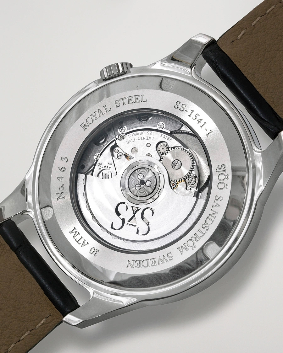 Herre | Sjöö Sandström Royal Steel Classic 41mm Black and Black Alligator | Sjöö Sandström | Royal Steel Classic 41mm Black and Black Alligator