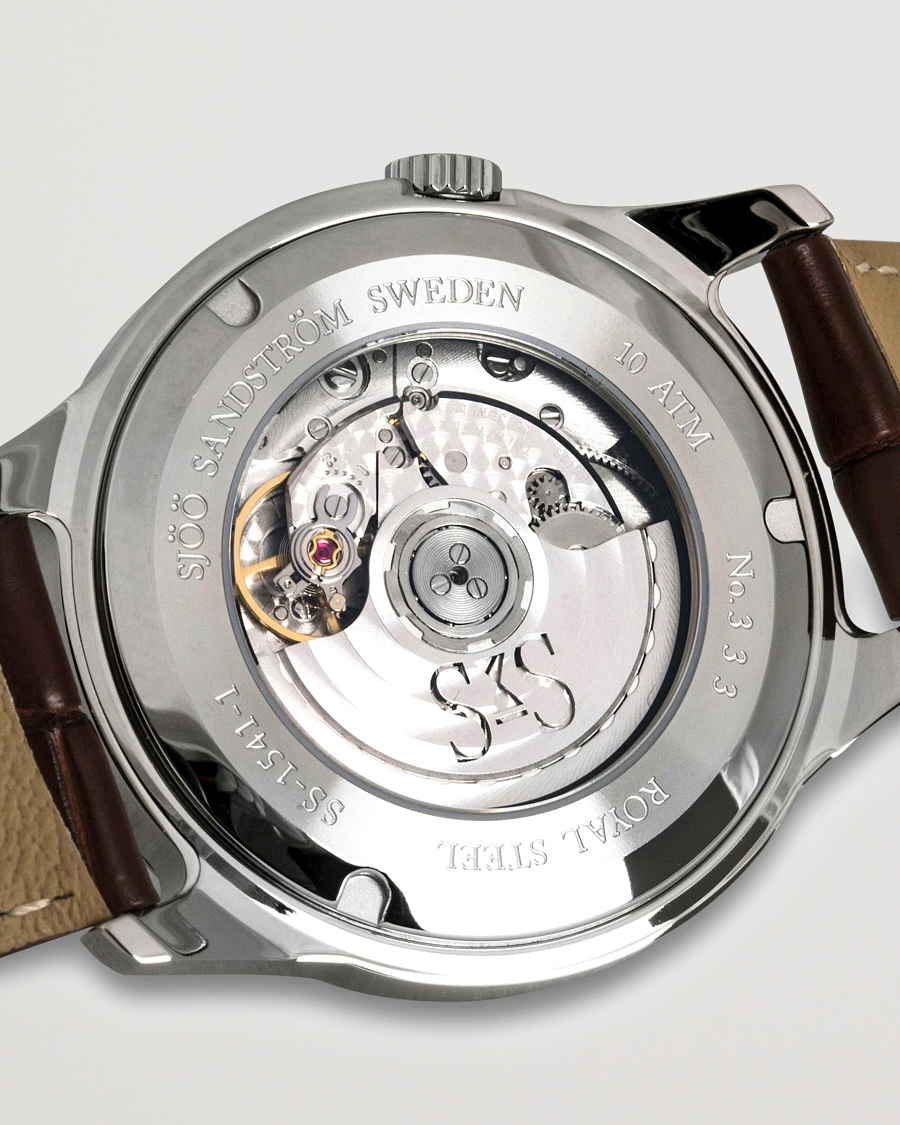 Herre | Sjöö Sandström Royal Steel Classic 41mm Ivory and Brown Alligator | Sjöö Sandström | Royal Steel Classic 41mm Ivory and Brown Alligator