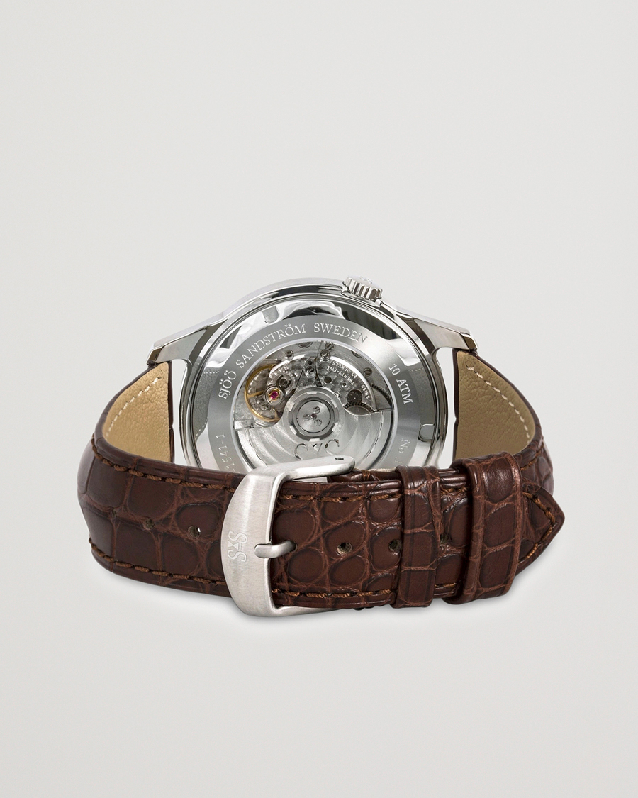 Herre | Fine watches | Sjöö Sandström | Royal Steel Classic 41mm Ivory and Brown Alligator