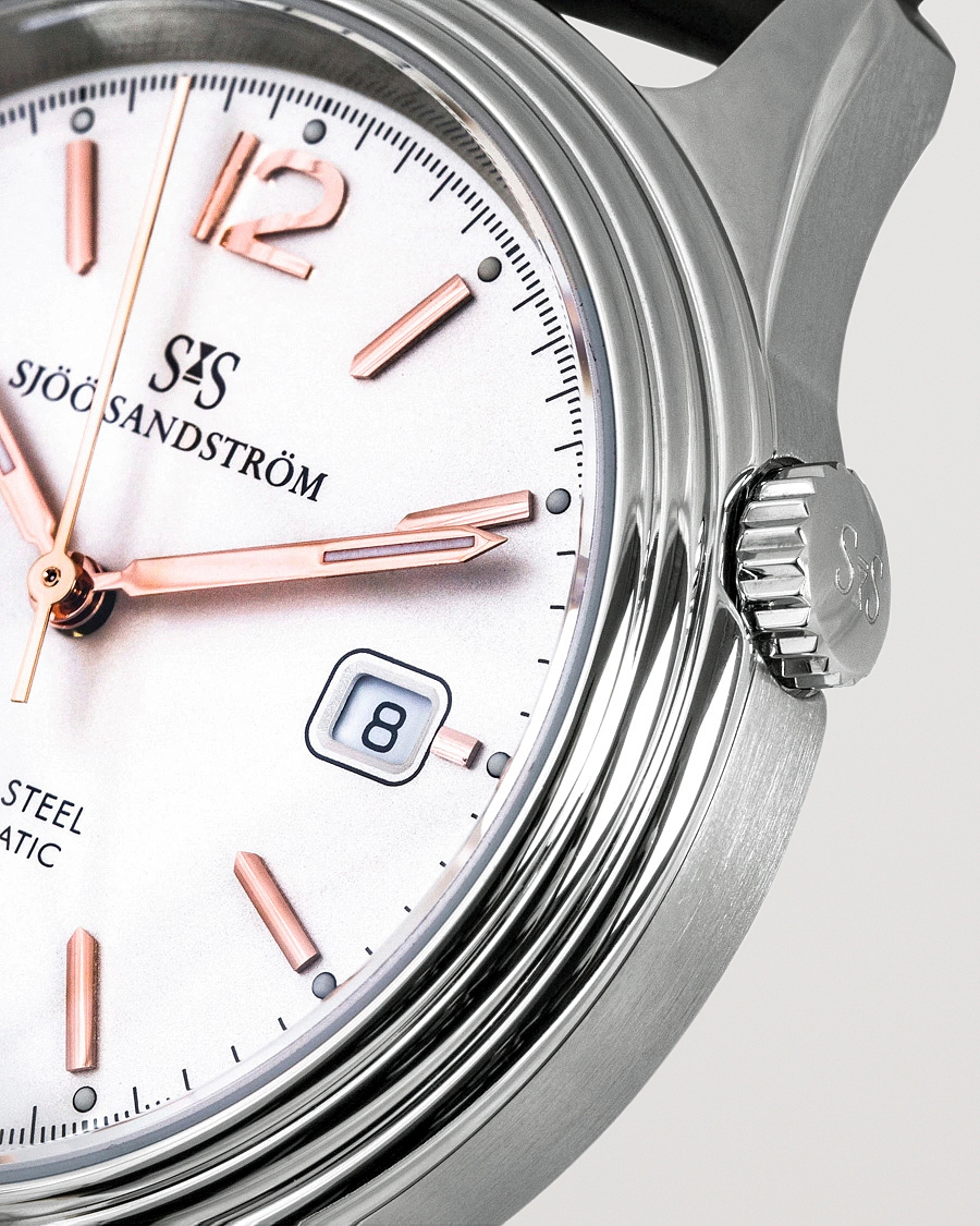 Herre | Fine watches | Sjöö Sandström | Royal Steel Classic 41mm Ivory and Brown Alligator