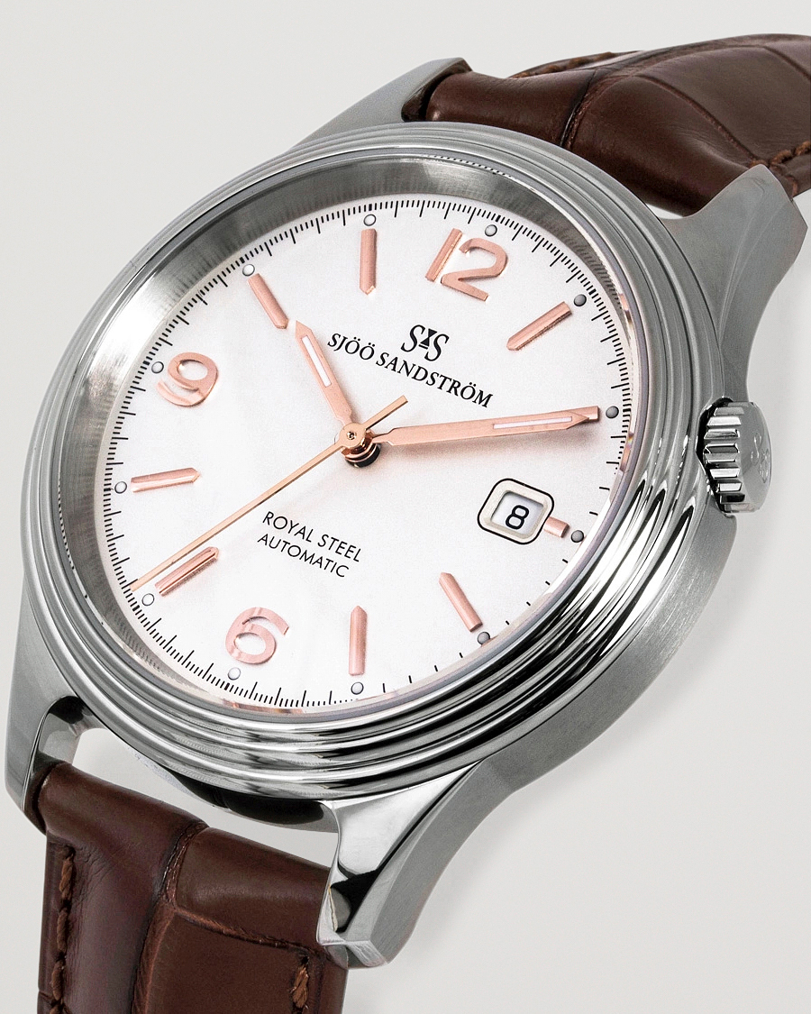 Herre | Sjöö Sandström Royal Steel Classic 41mm Ivory and Brown Alligator | Sjöö Sandström | Royal Steel Classic 41mm Ivory and Brown Alligator
