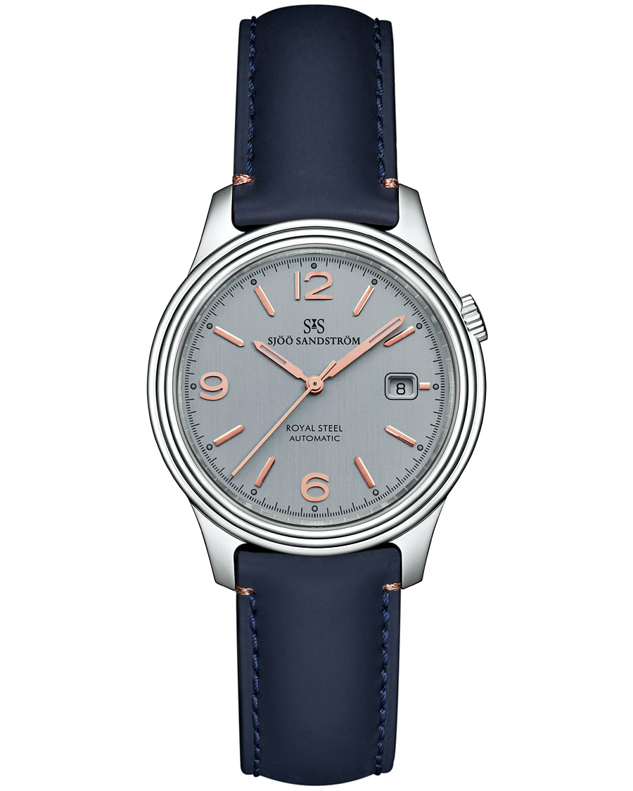 Herre | Sjöö Sandström Royal Steel Classic 41mm Grey and Blue Calf | Sjöö Sandström | Royal Steel Classic 41mm Grey and Blue Calf