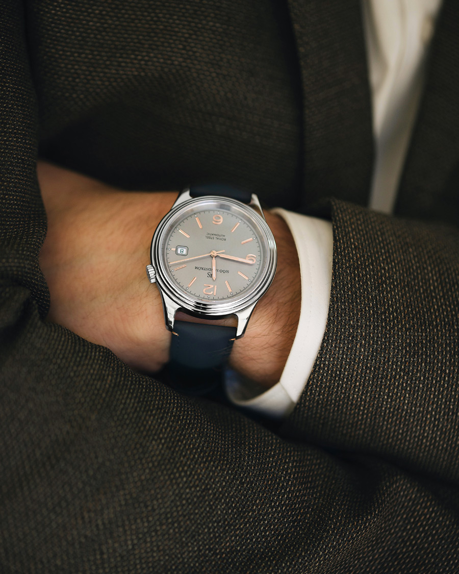Herre | Sjöö Sandström Royal Steel Classic 41mm Grey and Blue Calf | Sjöö Sandström | Royal Steel Classic 41mm Grey and Blue Calf