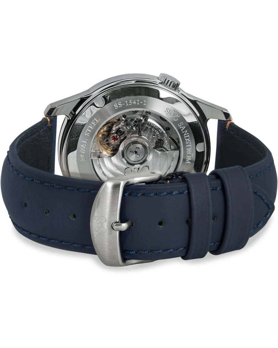 Herre | Sjöö Sandström Royal Steel Classic 41mm Grey and Blue Calf | Sjöö Sandström | Royal Steel Classic 41mm Grey and Blue Calf