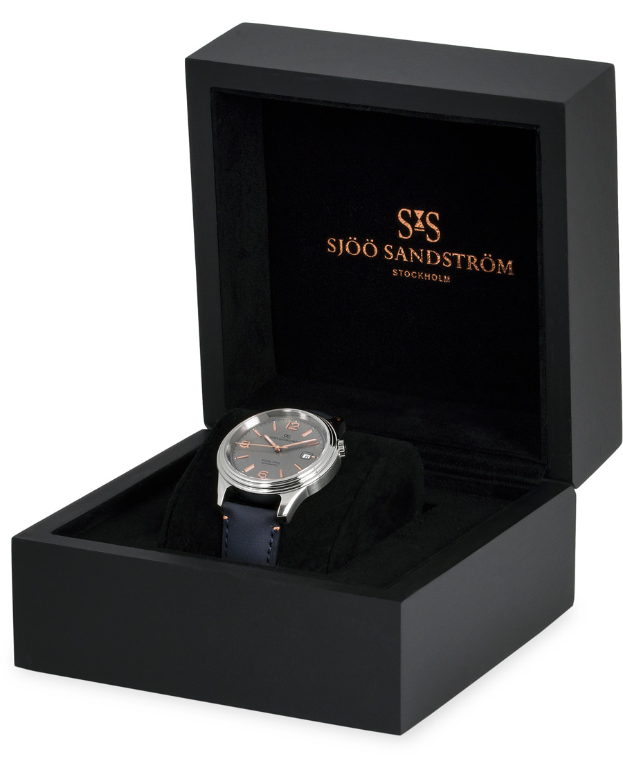 Herre | Sjöö Sandström Royal Steel Classic 41mm Grey and Blue Calf | Sjöö Sandström | Royal Steel Classic 41mm Grey and Blue Calf