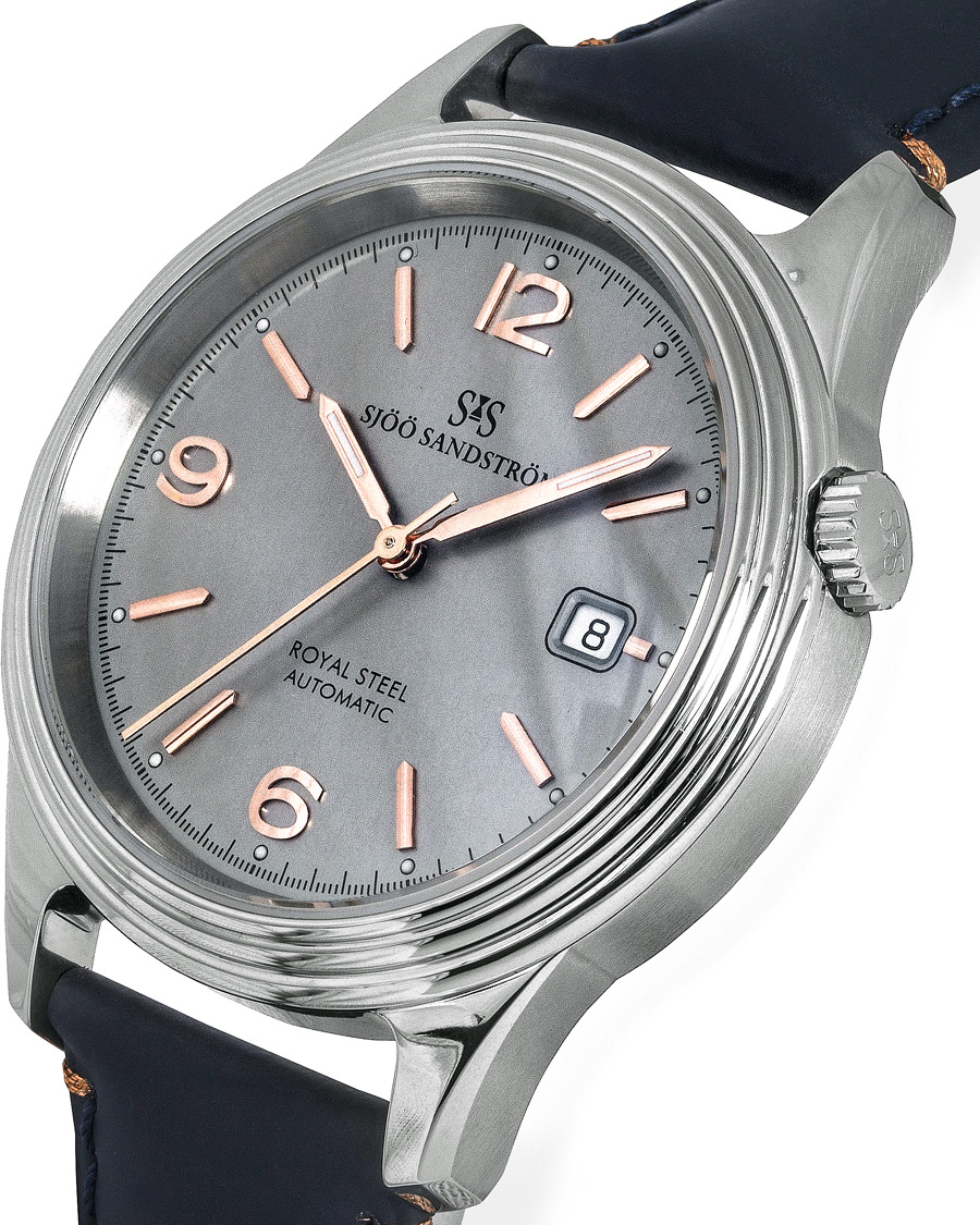 Herre | Sjöö Sandström Royal Steel Classic 41mm Grey and Blue Calf | Sjöö Sandström | Royal Steel Classic 41mm Grey and Blue Calf