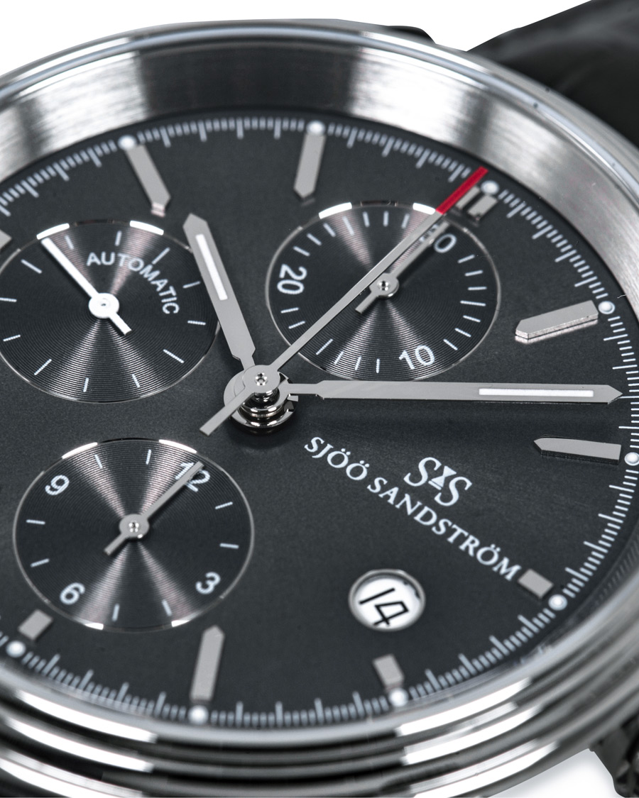 Herre | Sjöö Sandström Royal Steel Chronograph Grey and Grey Alligator 42 mm | Sjöö Sandström | Royal Steel Chronograph Grey and Grey Alligator 42 mm