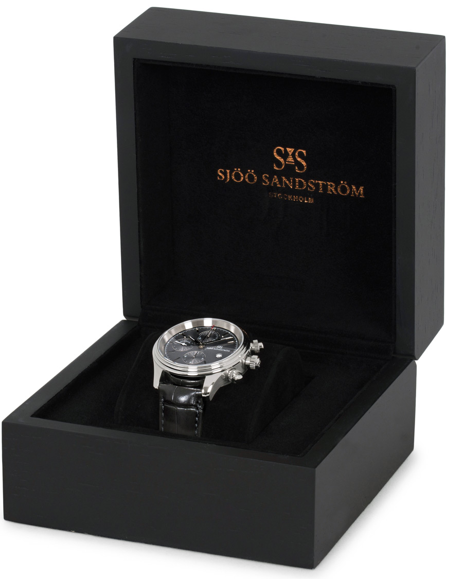 Herre | Sjöö Sandström Royal Steel Chronograph Grey and Grey Alligator 42 mm | Sjöö Sandström | Royal Steel Chronograph Grey and Grey Alligator 42 mm