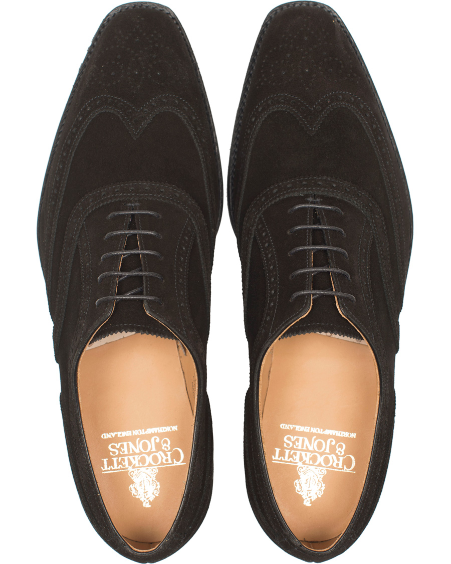 Herre | Crockett & Jones Gerrard Brogue City Sole Black Suede | Crockett & Jones | Gerrard Brogue City Sole Black Suede