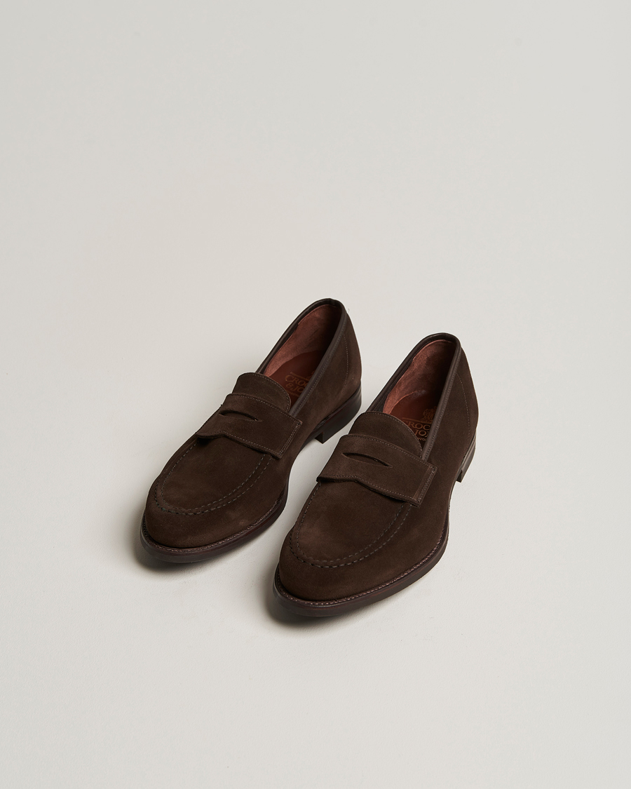 Herre | Sko | Crockett & Jones | Harvard City Sole Dark Brown Suede