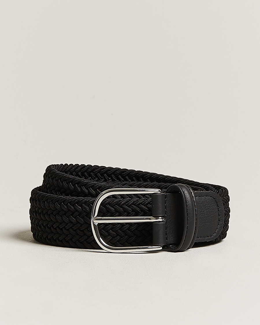 Herre |  | Anderson's | Stretch Woven 3,5 cm Belt Black