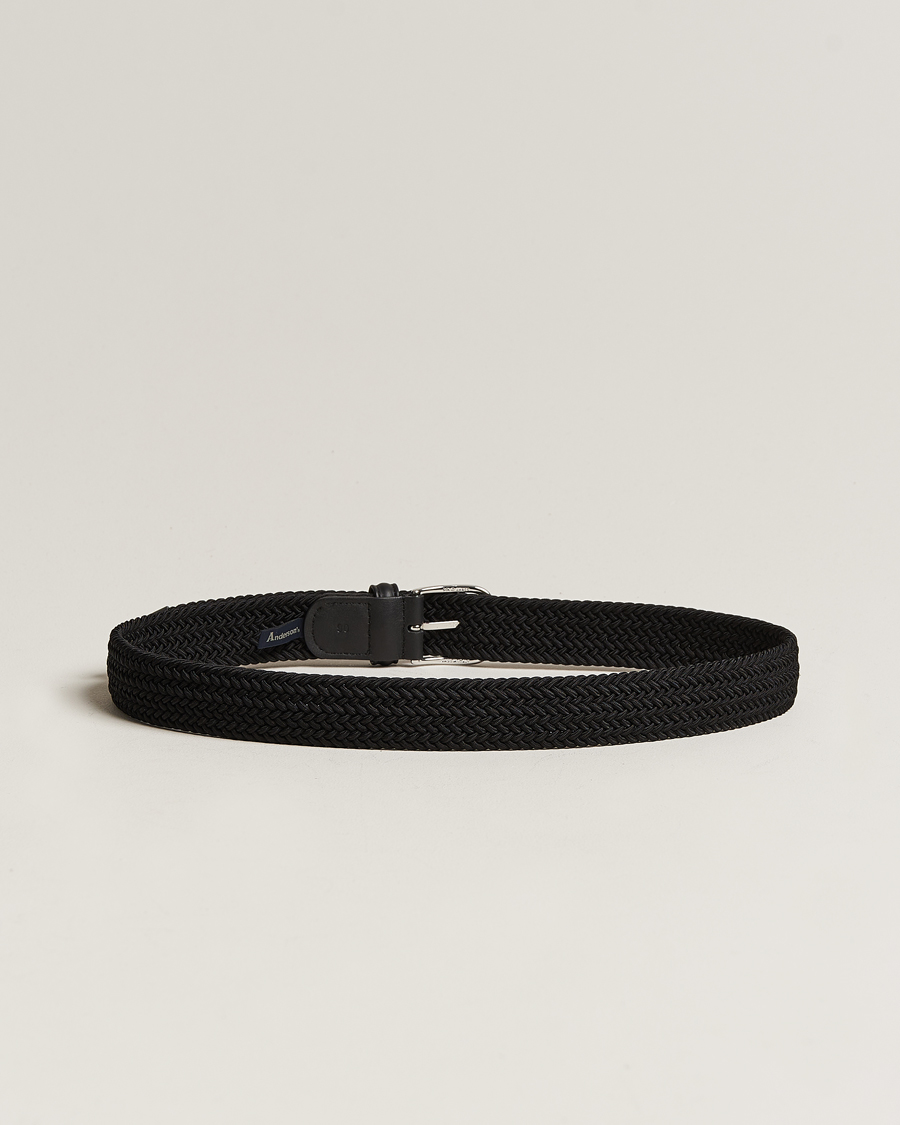 Herre | Belter | Anderson's | Stretch Woven 3,5 cm Belt Black