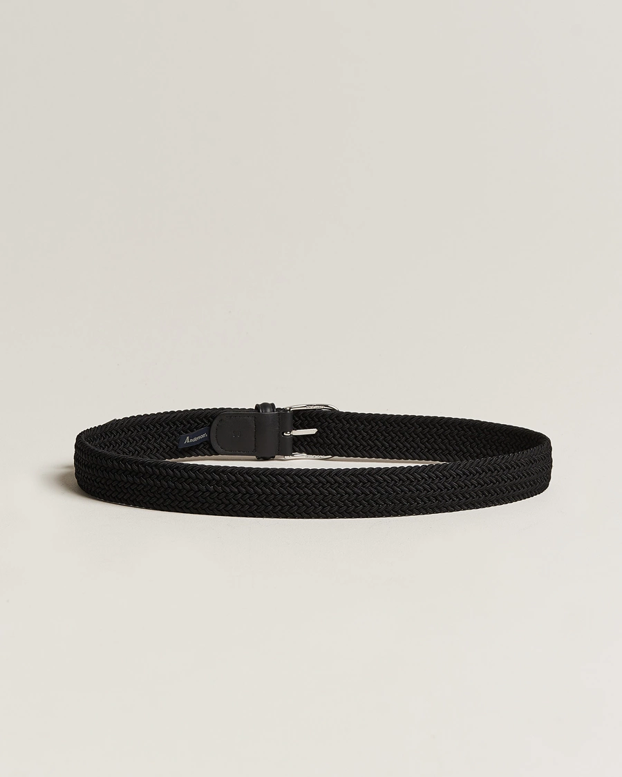 Herre | Belter | Anderson's | Stretch Woven 3,5 cm Belt Black