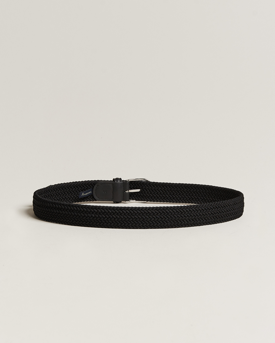 Herre | Italian Department | Anderson's | Stretch Woven 3,5 cm Belt Black