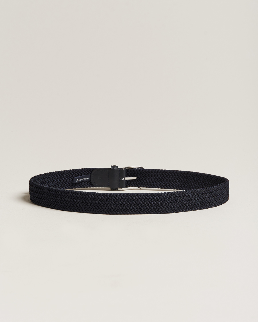 Herre | Anderson's | Anderson's | Stretch Woven 3,5 cm Belt Navy