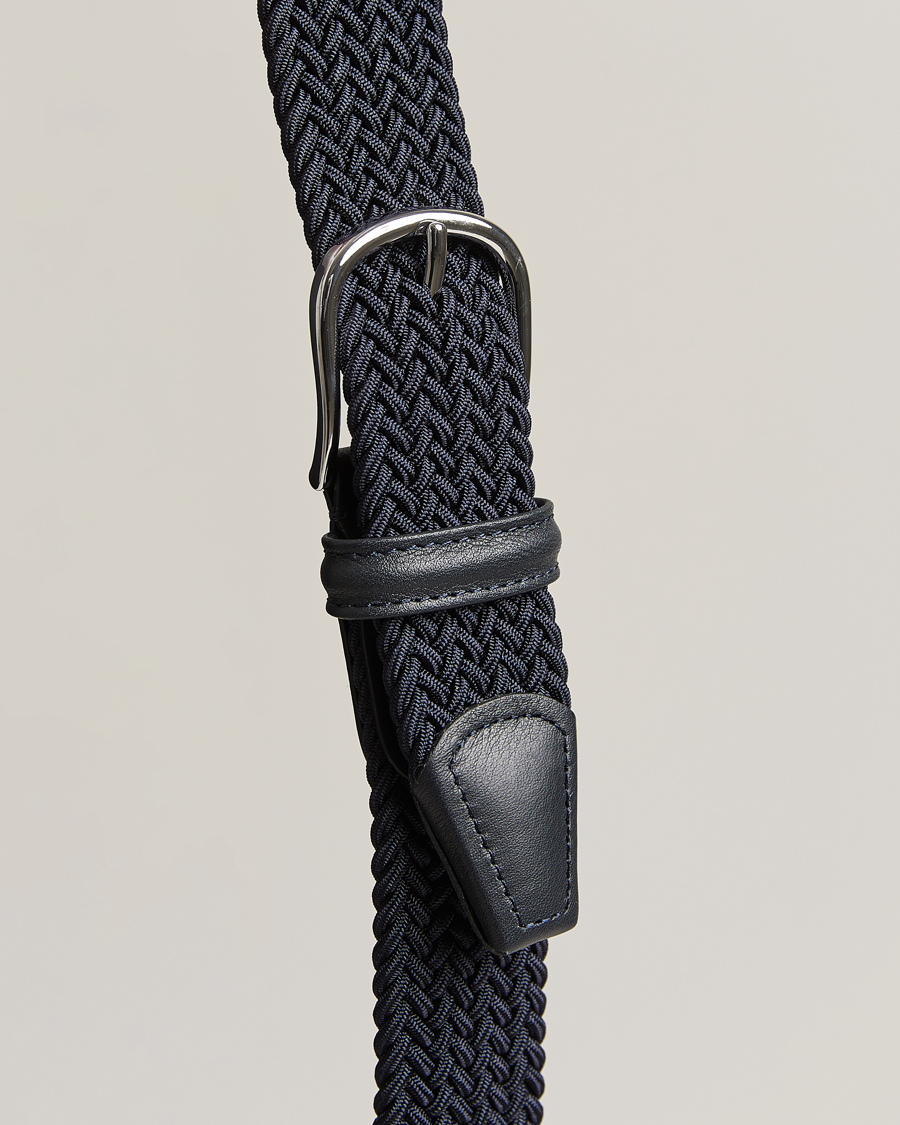 Herre | Belter | Anderson's | Stretch Woven 3,5 cm Belt Navy