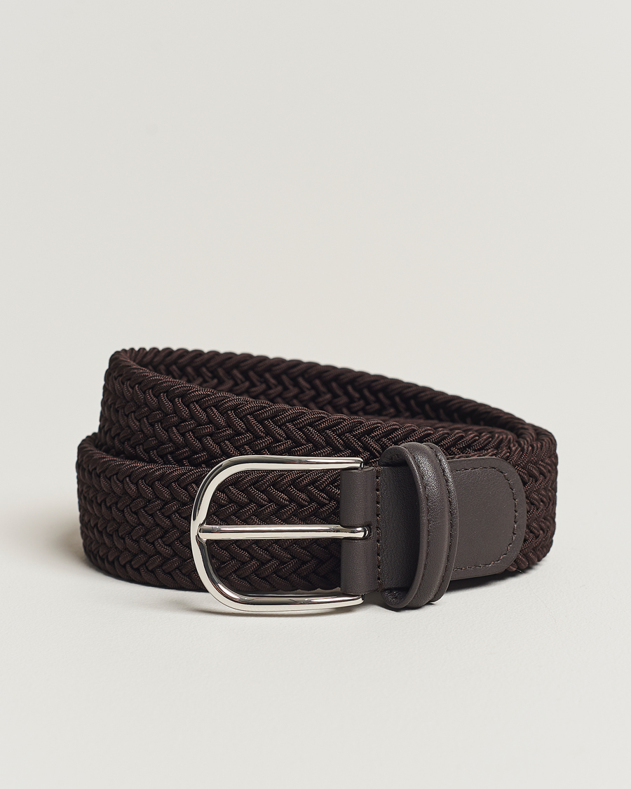 Herre | Belter | Anderson's | Stretch Woven 3,5 cm Belt Brown