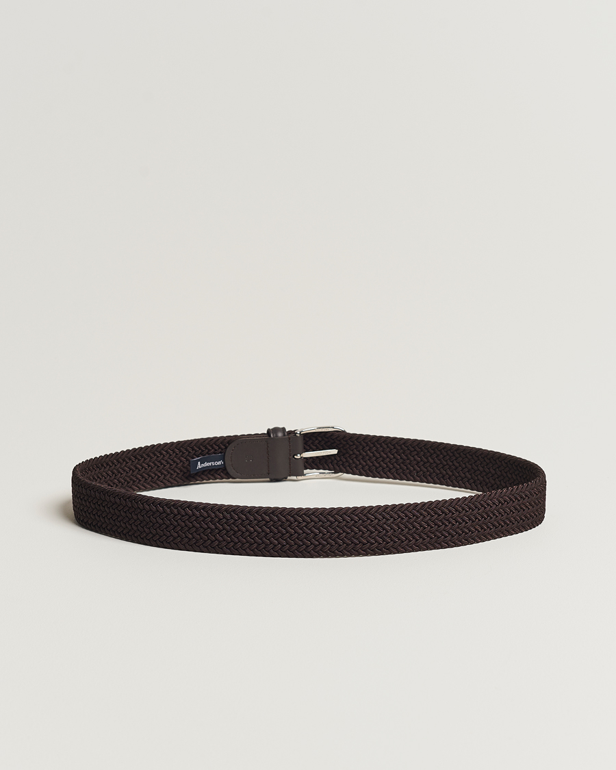 Herre | Belter | Anderson's | Stretch Woven 3,5 cm Belt Brown